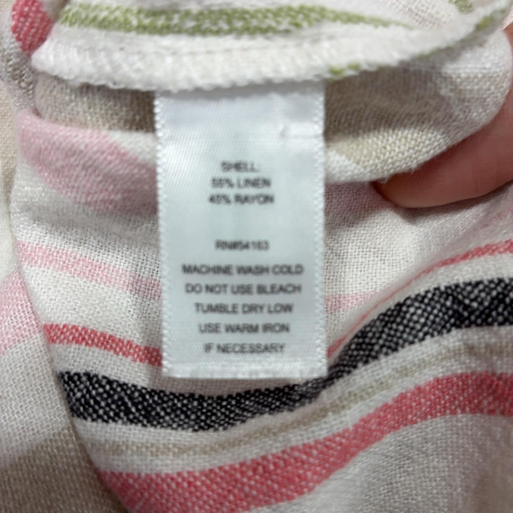 Marc‎ New York Andrew Marc Top Womens XL Stripe Linen Blend Puff Sleeve Blouse - Picture 4 of 6